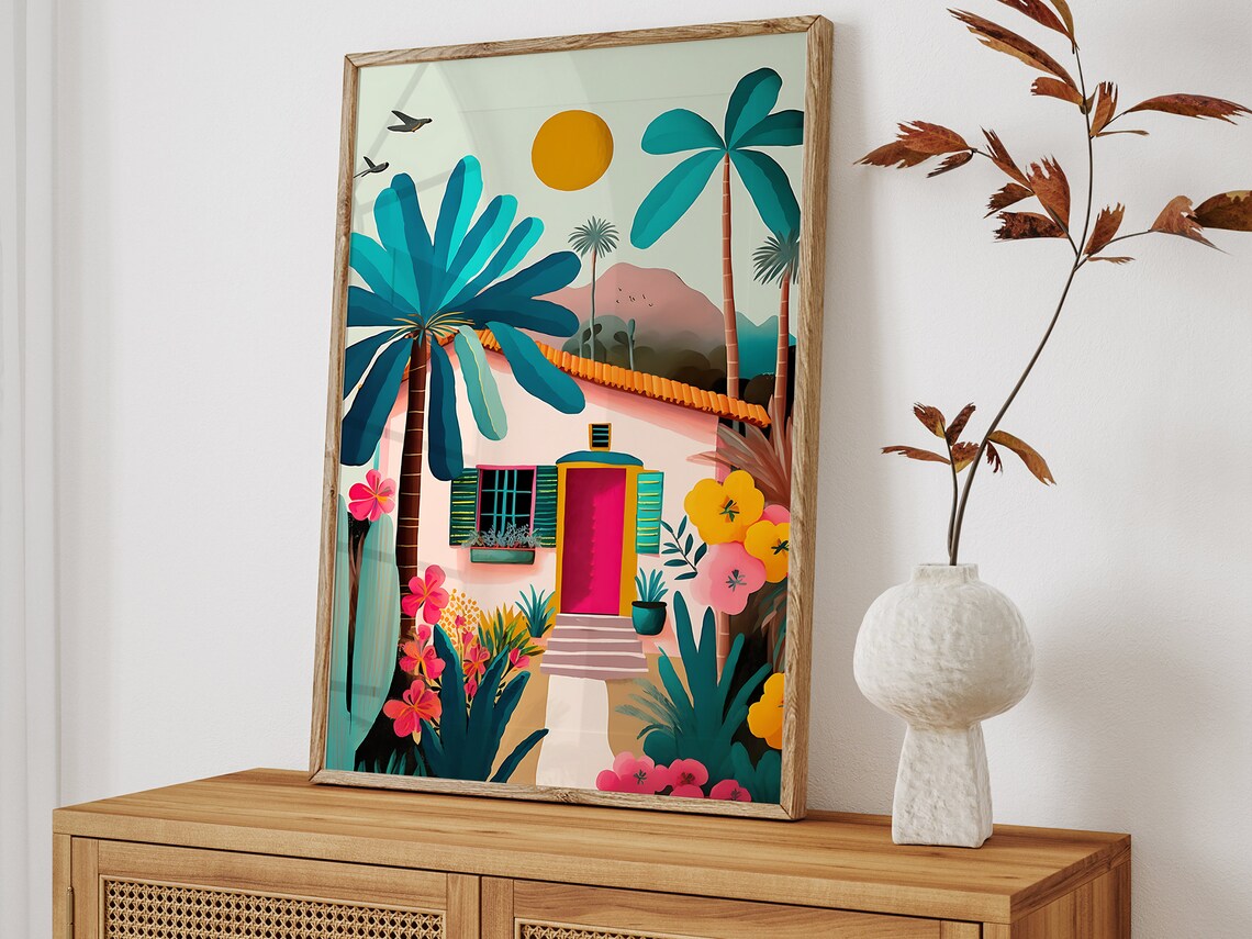 Little House Illustration, Tropical Botanical Art Print - Image 2