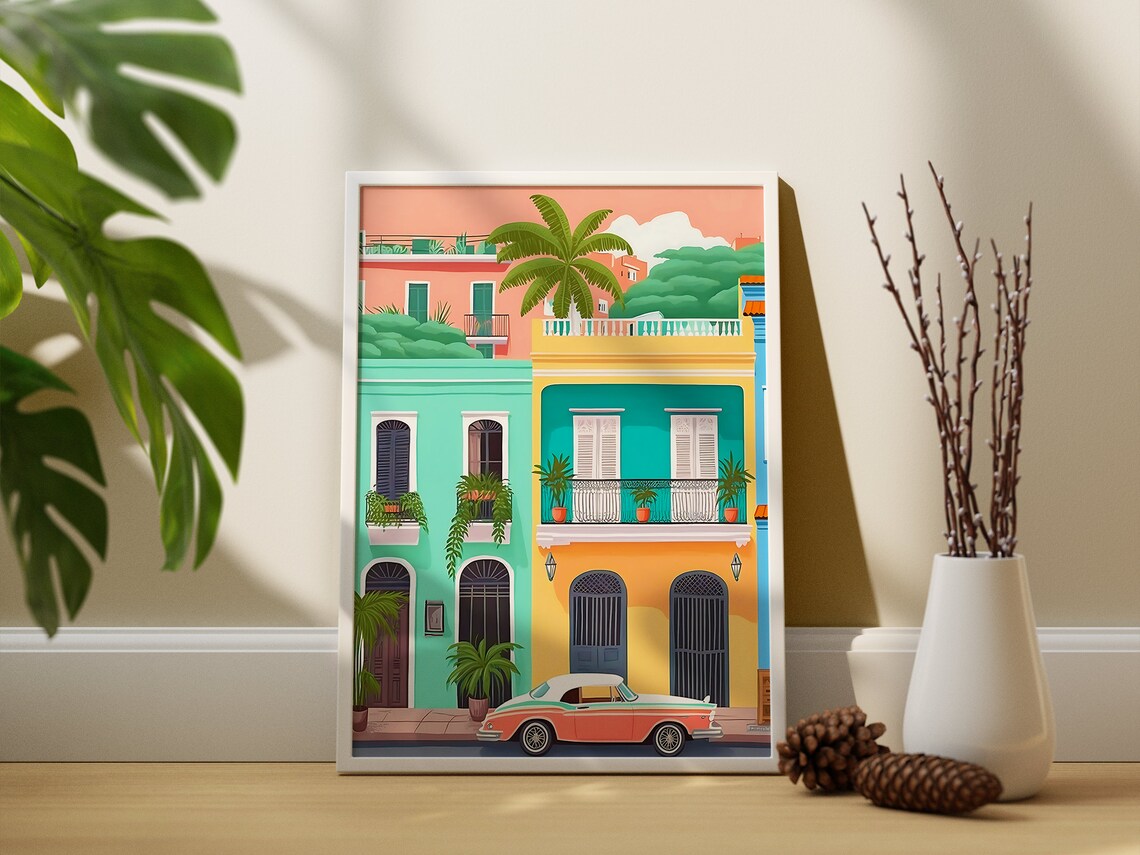 Puerto Rico Illustration Travel Poster, Caribbean Island - Image 2