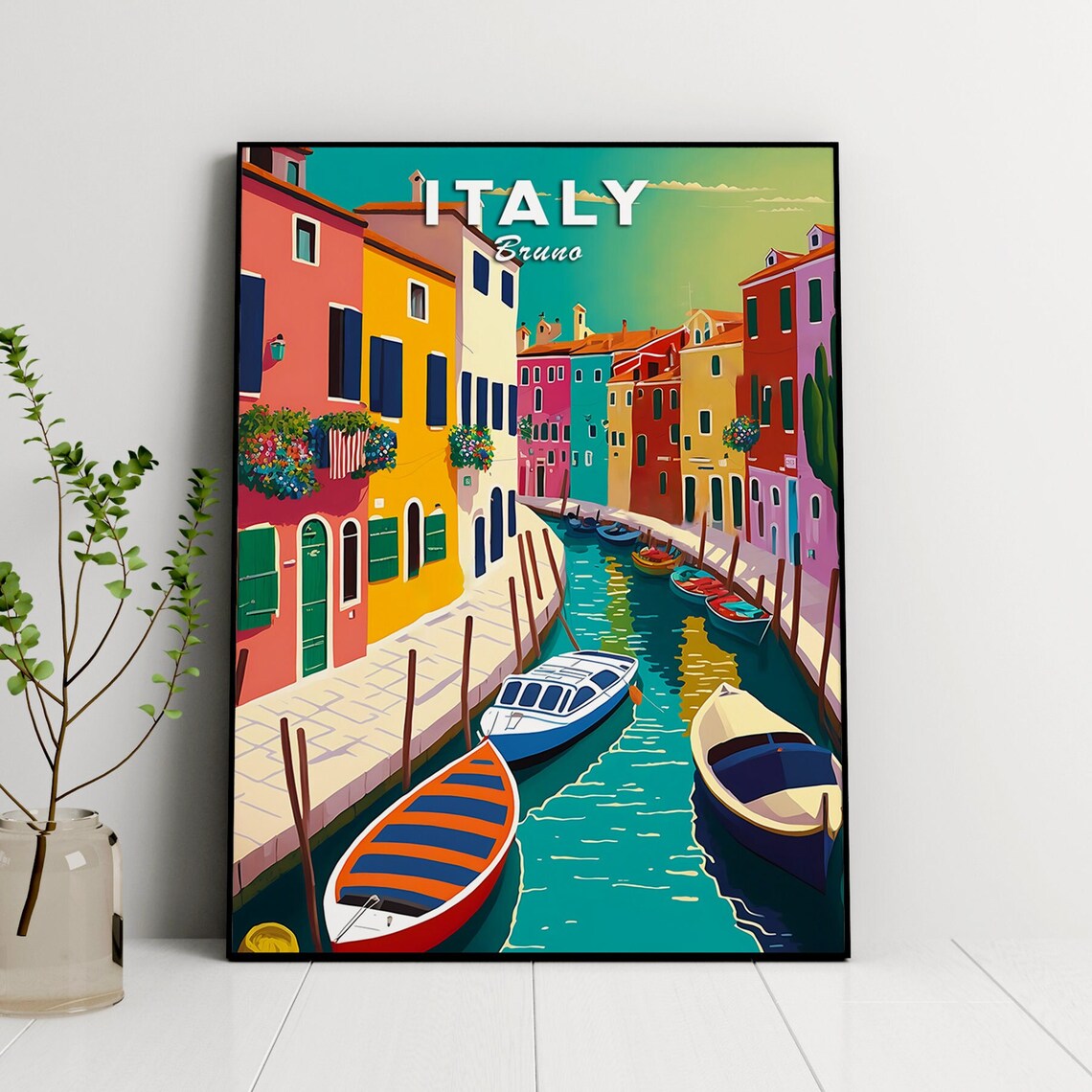 Italy Venice Travel Poster, Bruno Illustration Art Print