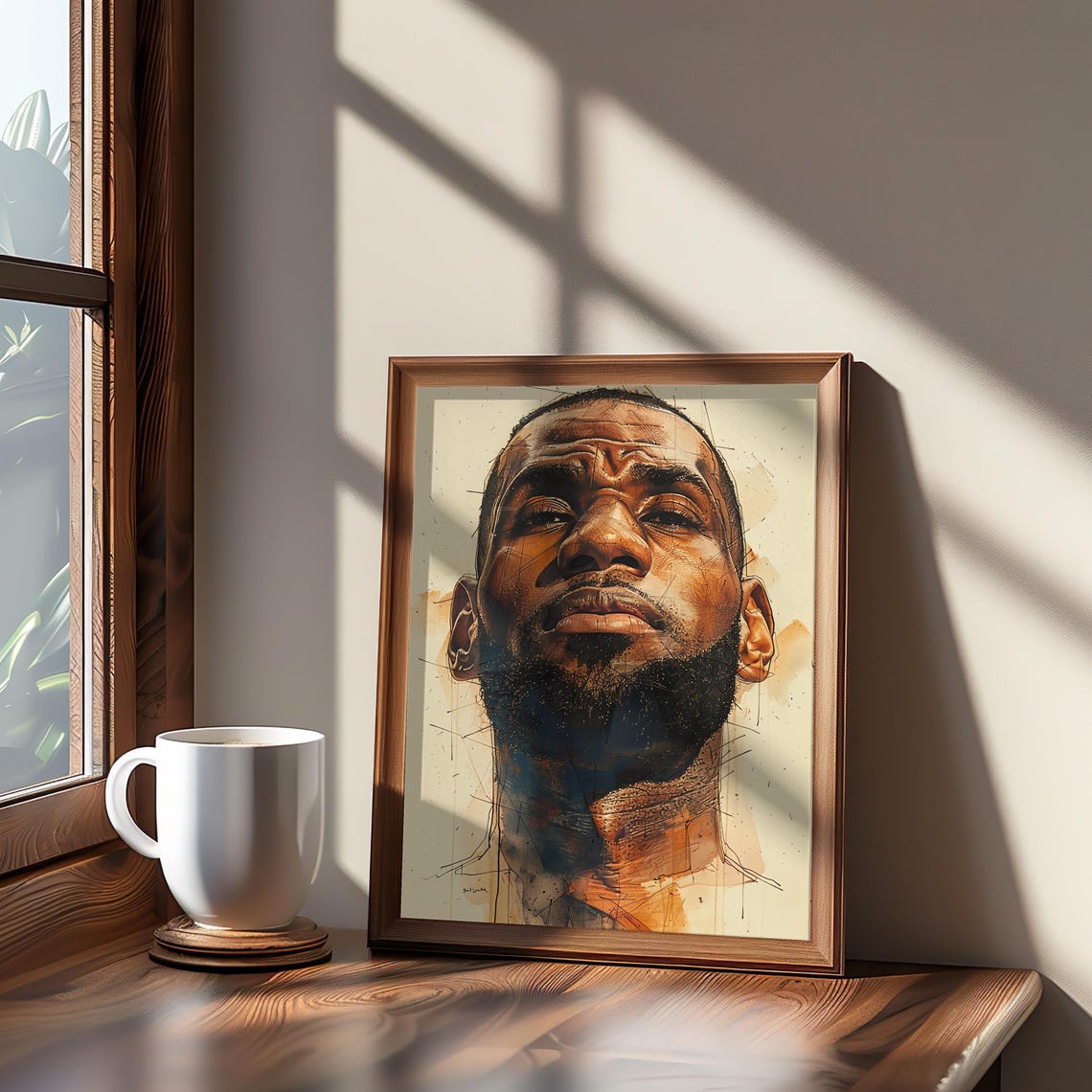 LeBron James Basketball Portrait Painterly Oil Style Art Poster