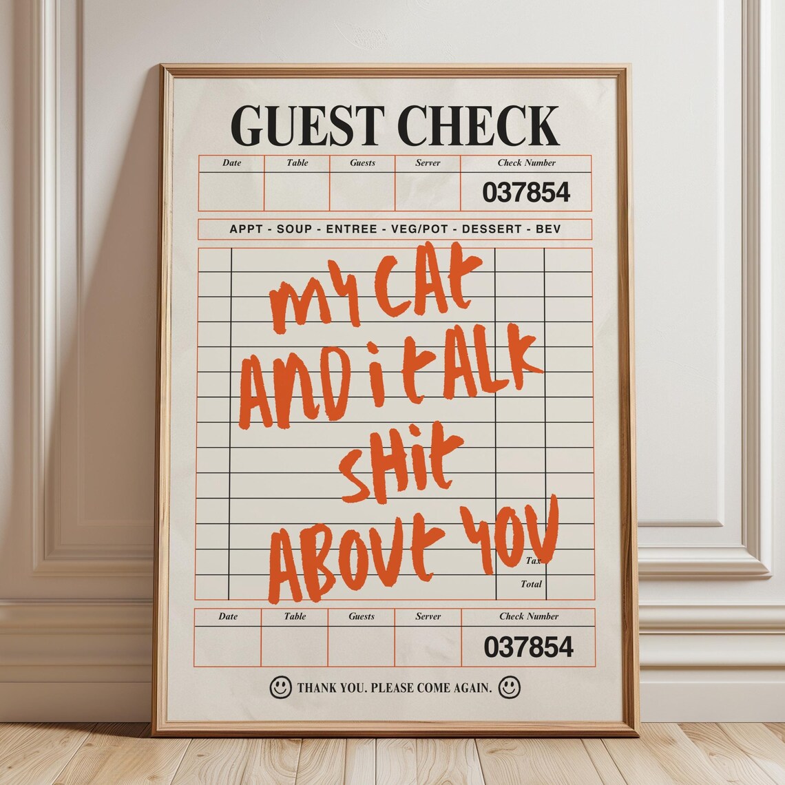 My Cat And I Talk About You Funny Cat Guest Check Receipt Poster