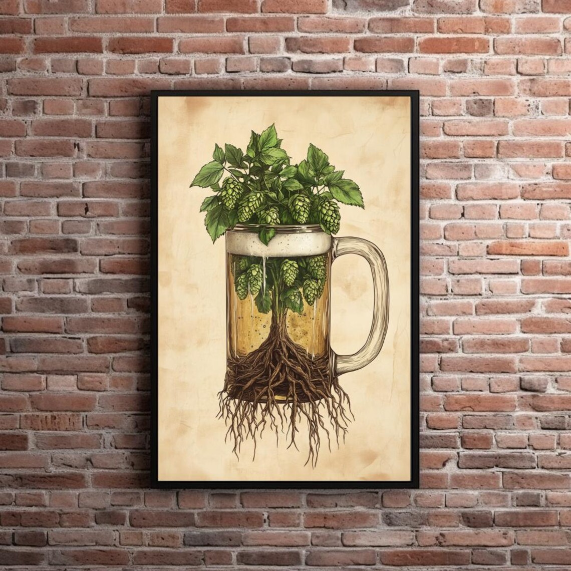 Roots Of Beer Vintage Hops Tree Brewery Poster Print - Image 6