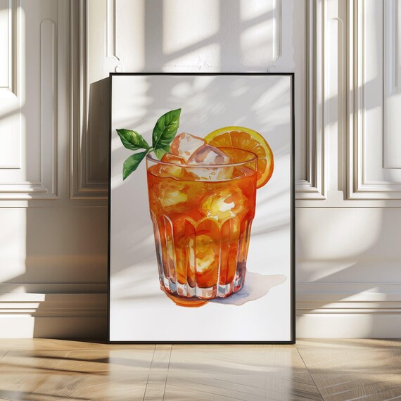 Vibrant Orange Aperol Style Cocktail Citrus Summer Drink Poster