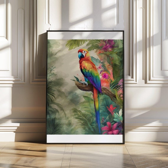 Colourful Parrot Wall Art Tropical Bird Print Vibrant Jungle Dcor Nature Inspired Wall Dcor Unframed Poster Bold Animal Art