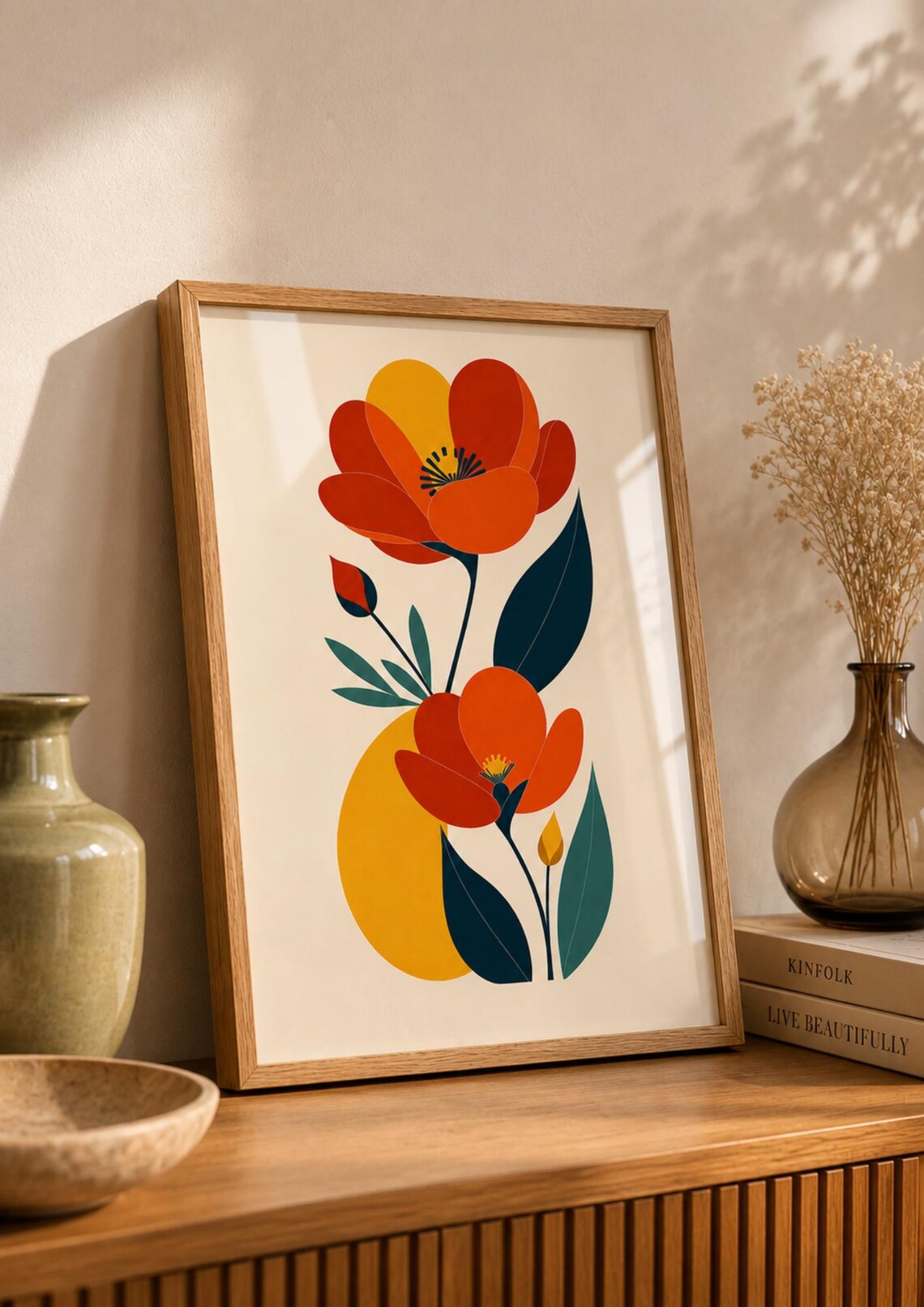 Botanical Flower Art Print, Modern Floral Poster