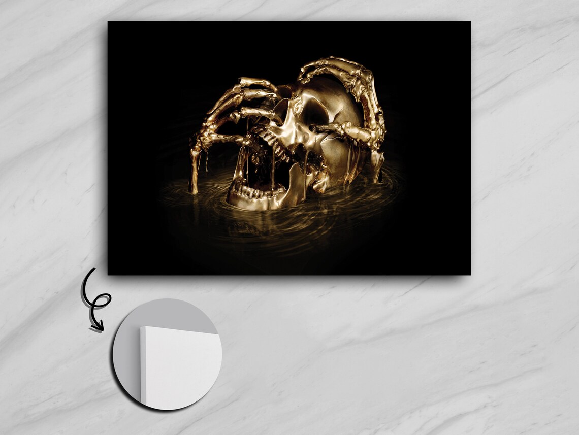 Golden Skull in Golden Waves, Adventure Art Print - Image 5