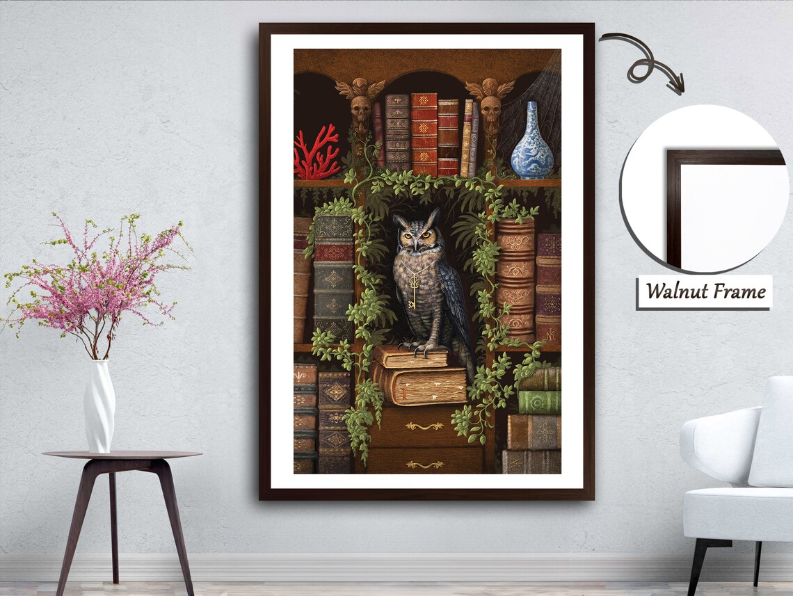 Owl Perched In A Library, Literary Wall Decor - Image 3