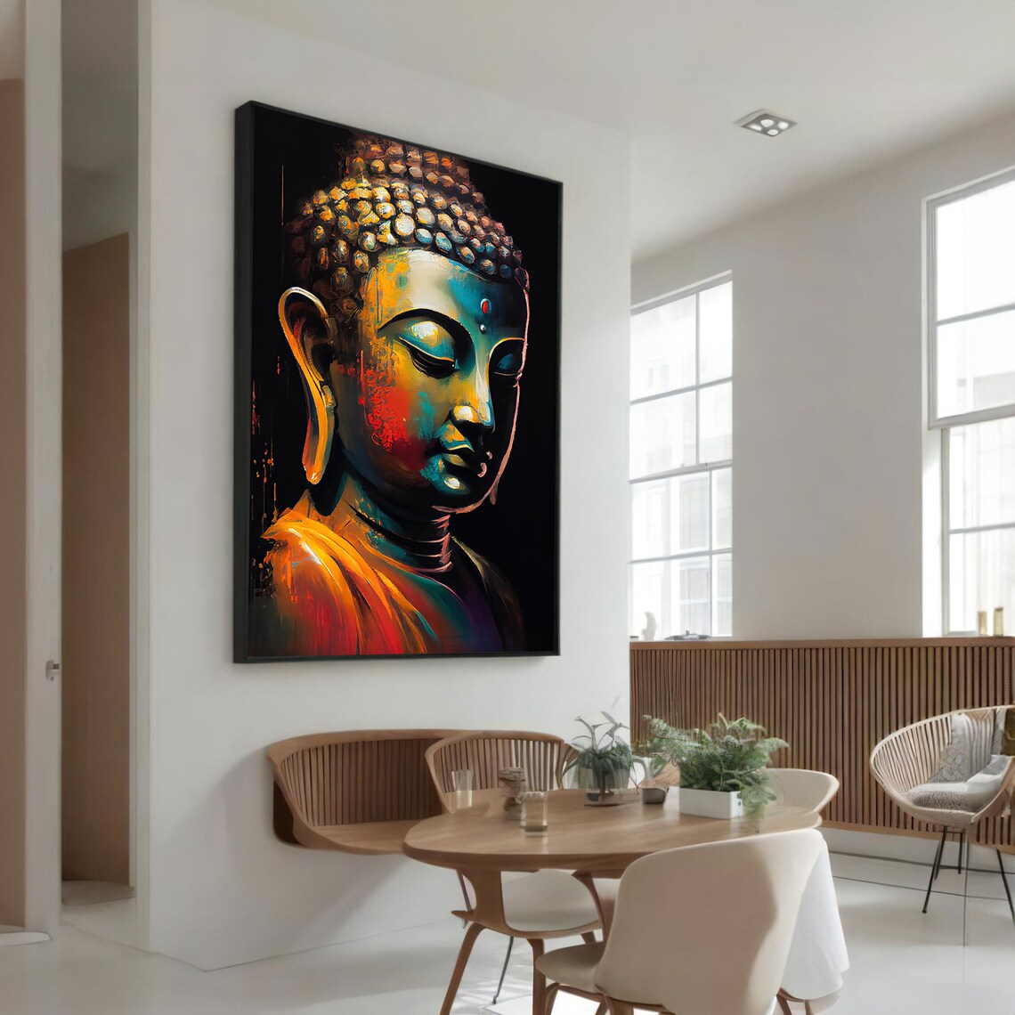 Colorful Buddha Portrait, Zen Home Decor