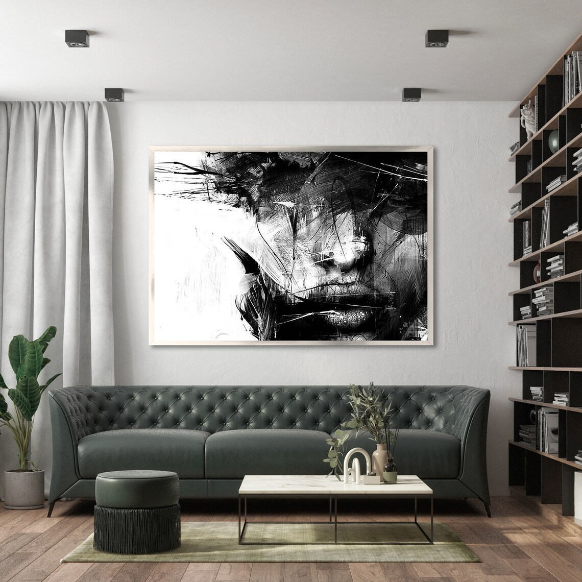 Abstract Monochrome Portrait, Modern Wall Decor - Image 2