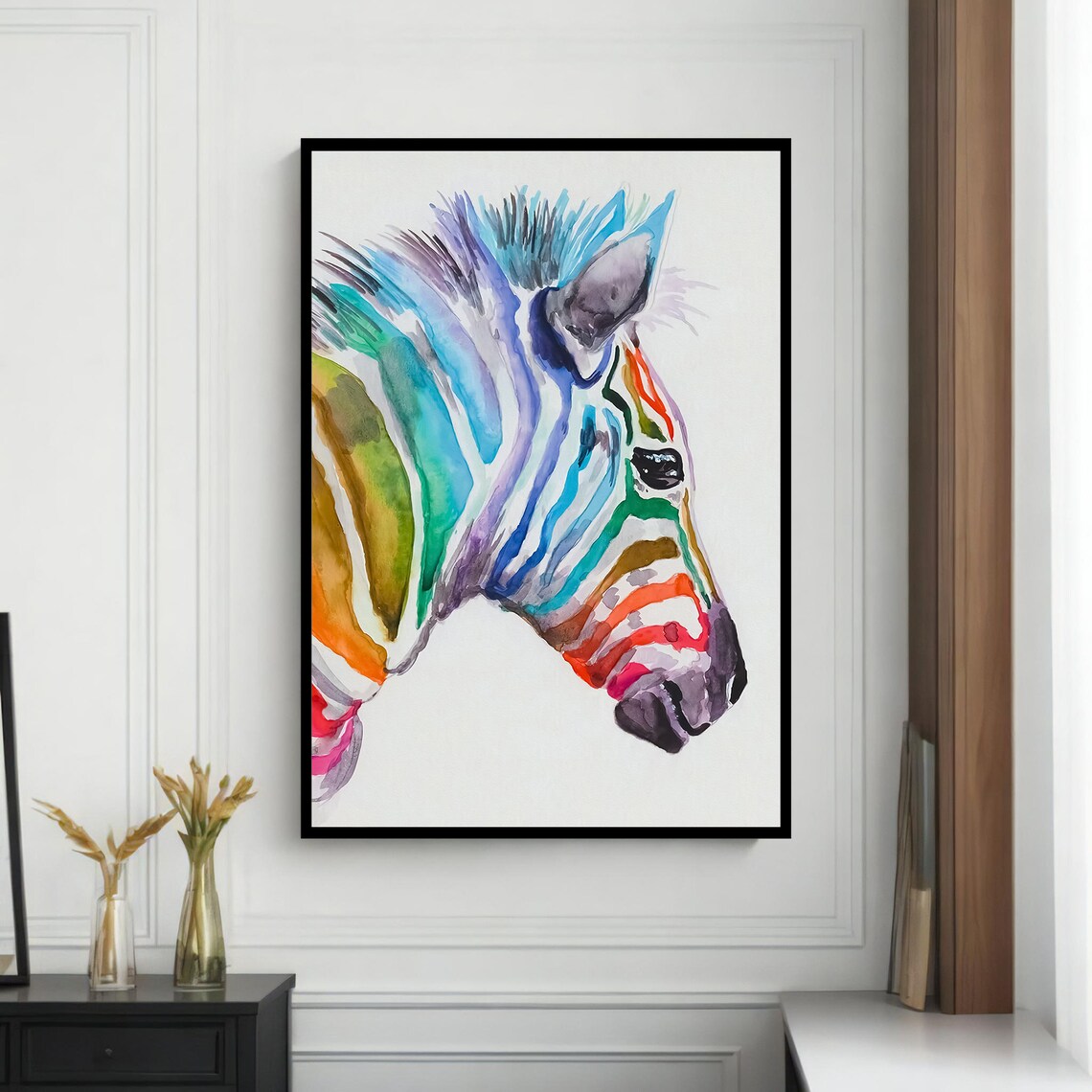 Colorful Zebra Painting, Vibrant Animal Art - Image 4