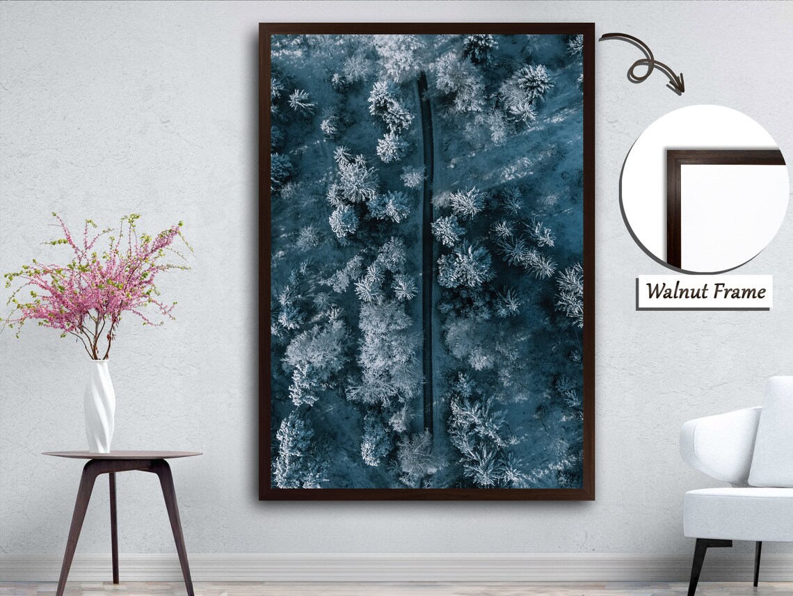 Birds Eye View Of Snowy Forest, Winter Landscape - Image 4