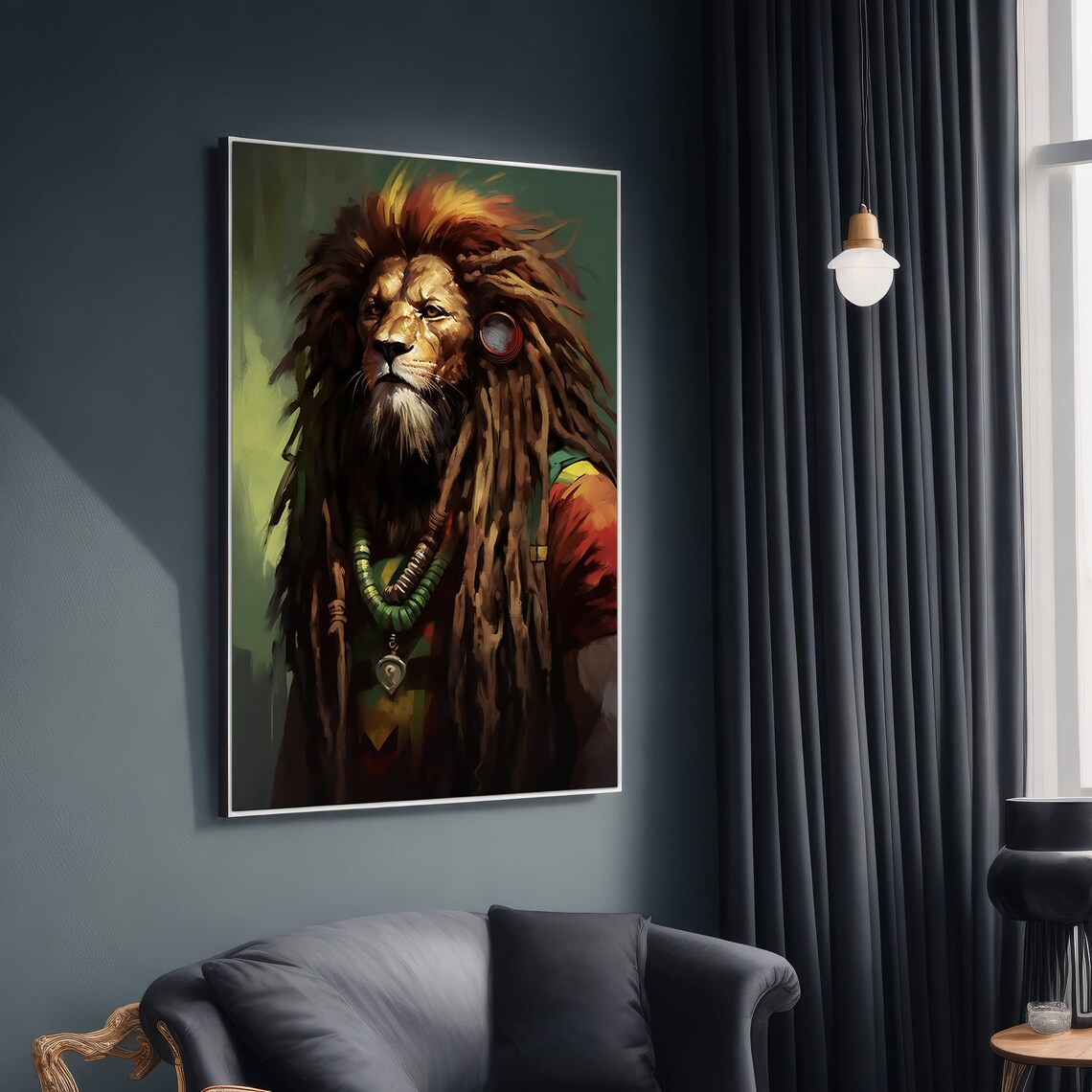 Regal Lion With Dreadlocks, Animal Enthusiast Gift