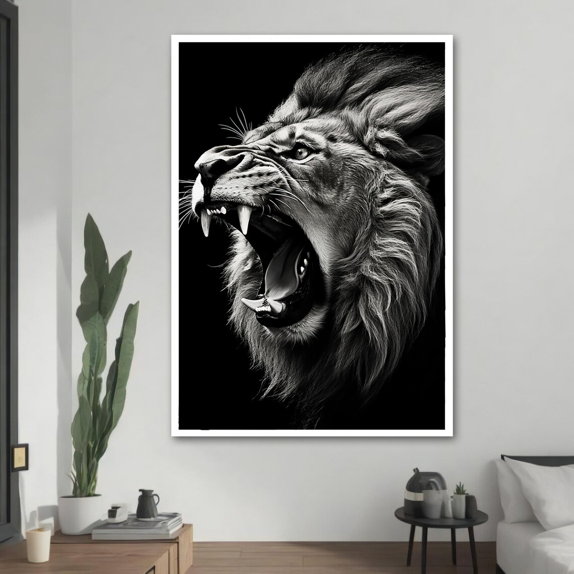 Fierce Roaring Lion Painting, Animal Art - Image 2