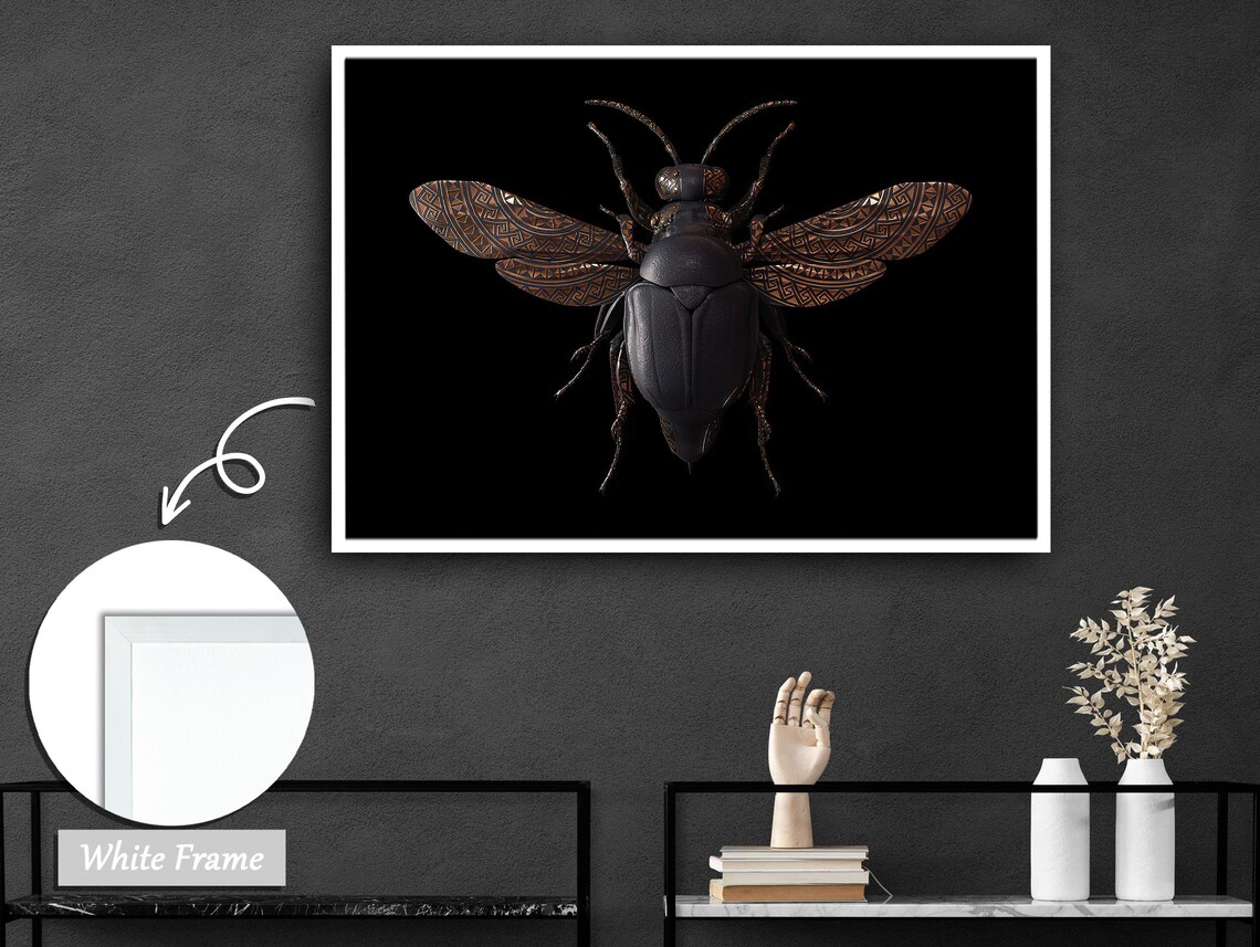 Abstract Winged Insect Art, Contemporary Design