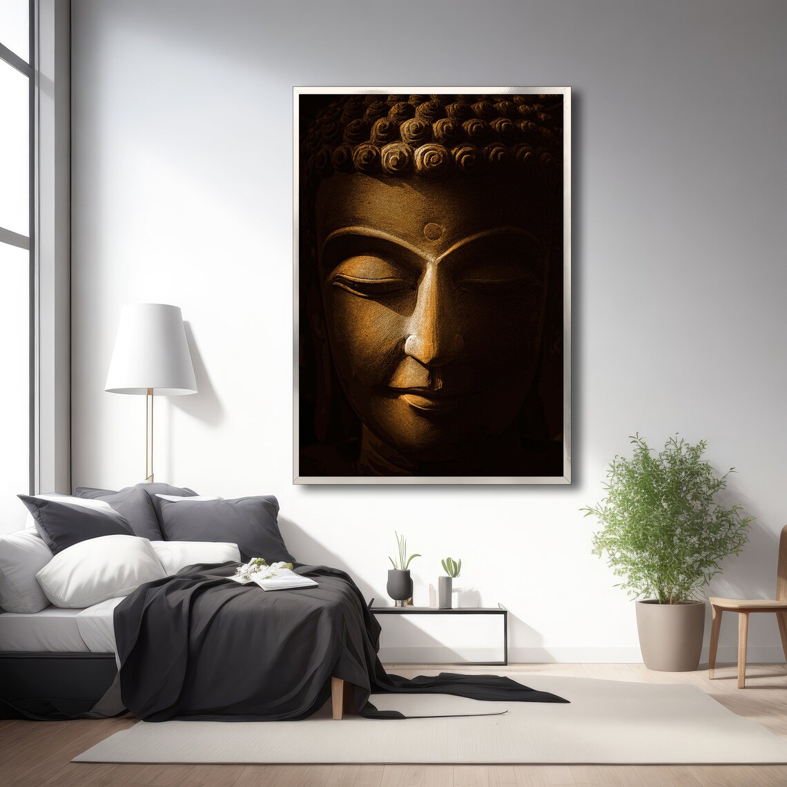 Serene Buddha Face Art Print, Spiritual Zen Decor - Image 3