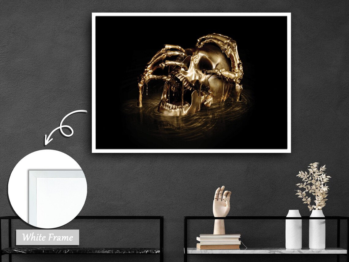 Golden Skull in Golden Waves, Adventure Art Print - Image 2