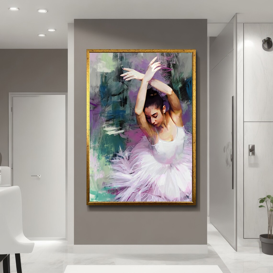 Graceful Ballerina In White, Ballet Lovers Decor - Image 5