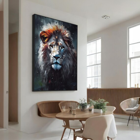 Majestic Lion Painting, Regal Animal Art