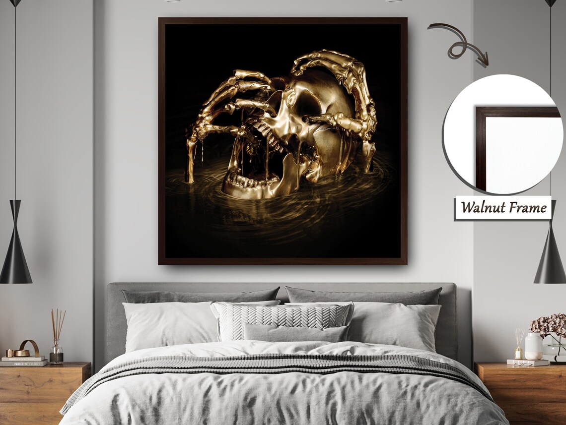 Golden Skeleton Gazing At The Sky, Contemplative Art