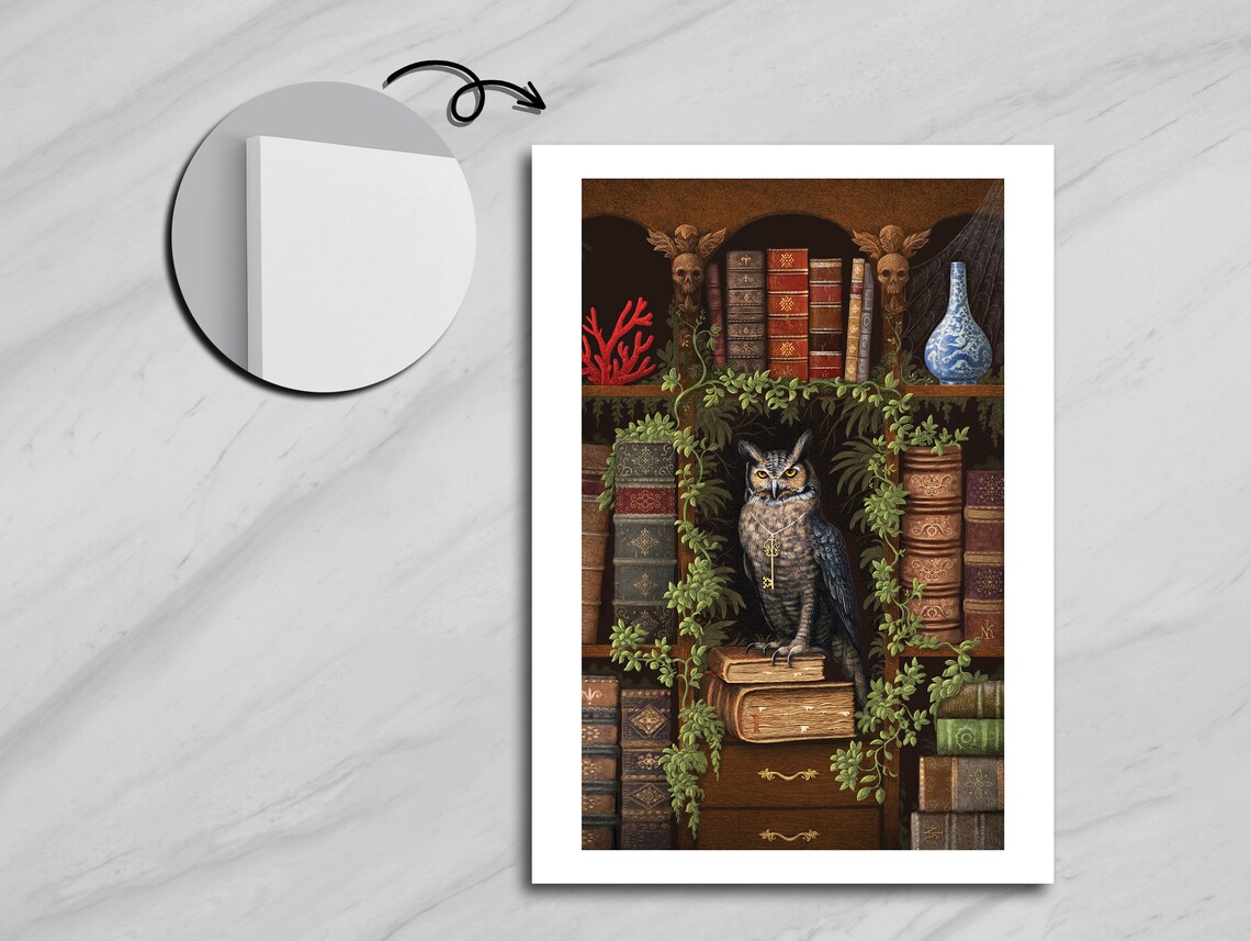 Owl Perched In A Library, Literary Wall Decor - Image 5