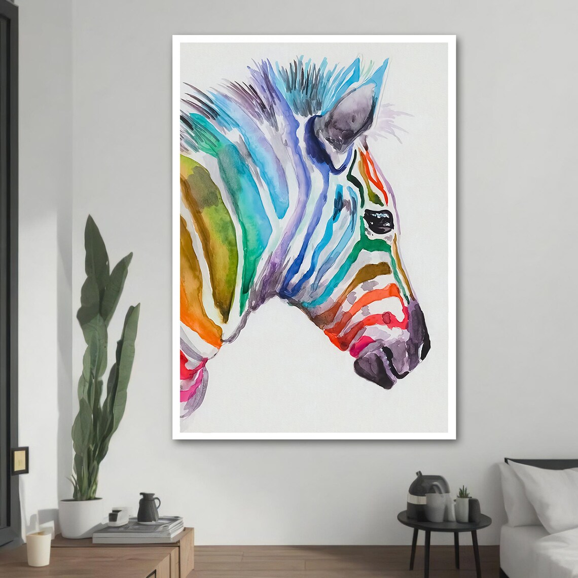 Colorful Zebra Painting, Vibrant Animal Art - Image 2