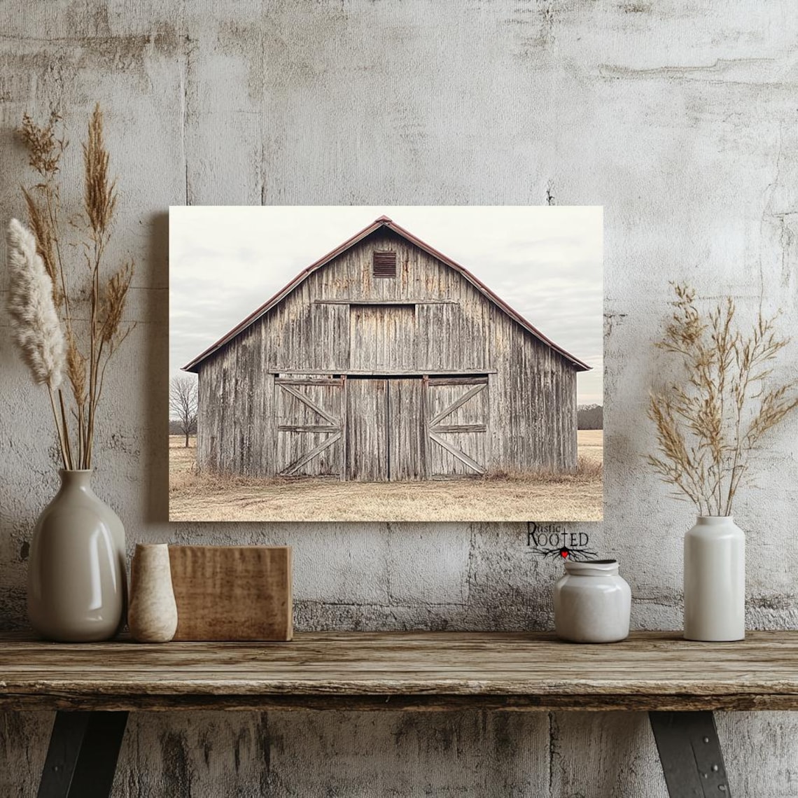 Front View Photo of a Weathered Gray Wooden Barn Wall Poster - Image 3