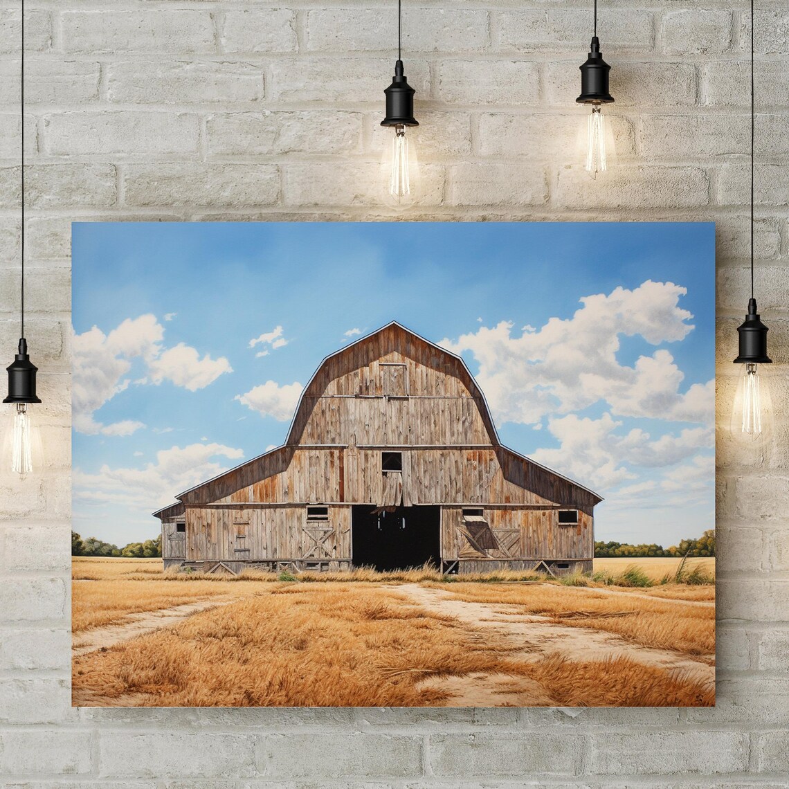 Weathered Wooden Barn Standing In A Golden Wheat Field Poster