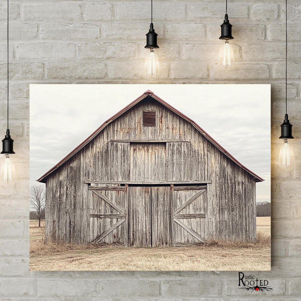 Front View Photo of a Weathered Gray Wooden Barn Wall Poster - Image 4