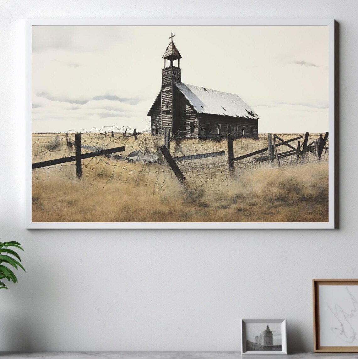Rural Church, Modern Farmhouse Gallery Wall Art Print - Image 4