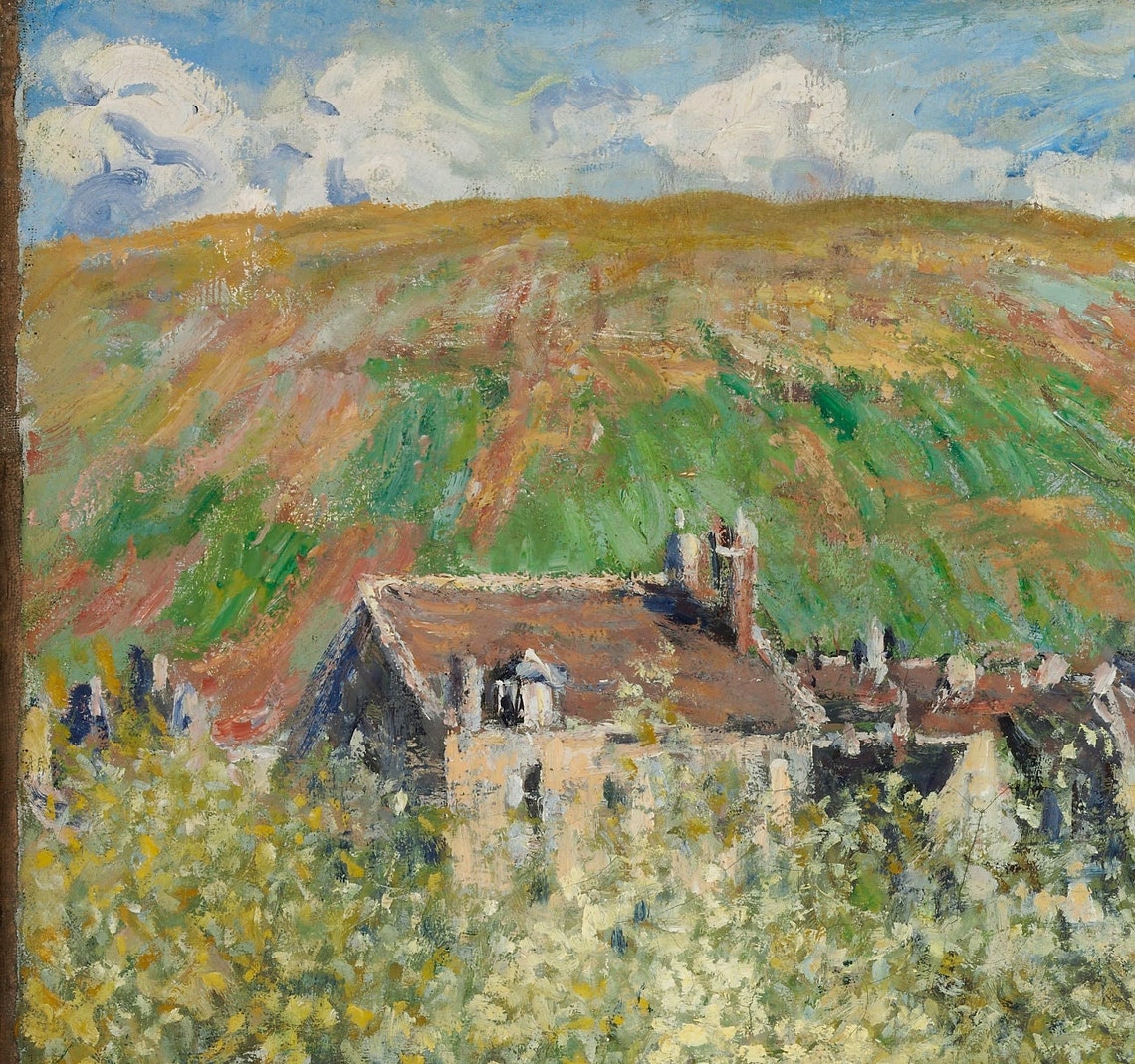 Monet Flowering Plum Trees Village Hillside Bloom Spring Poster - Image 3