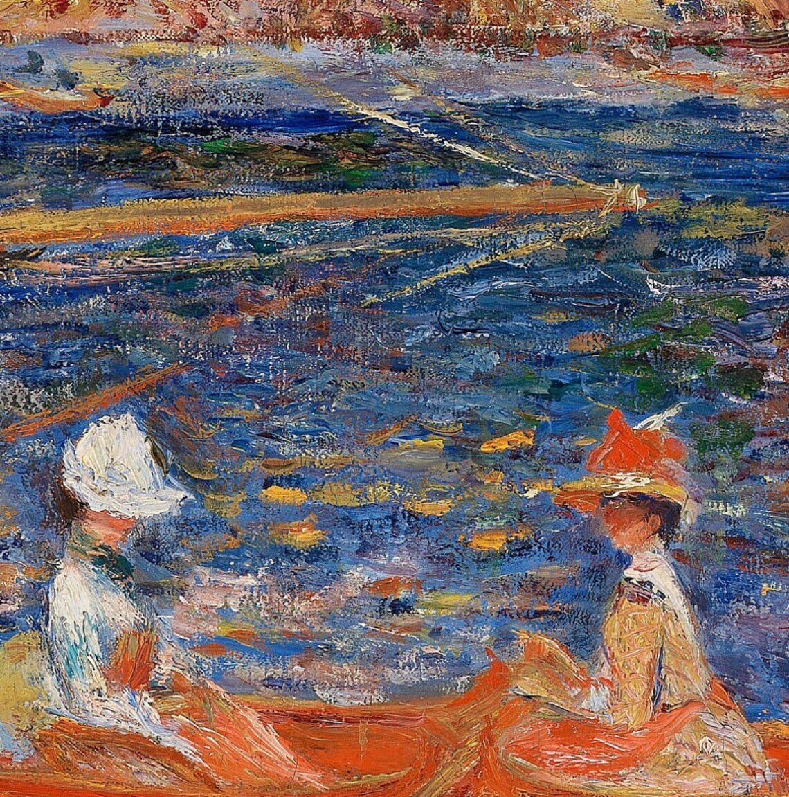 Renoir Children in a Red Canoe by a Wooden Dock River Poster - Image 2