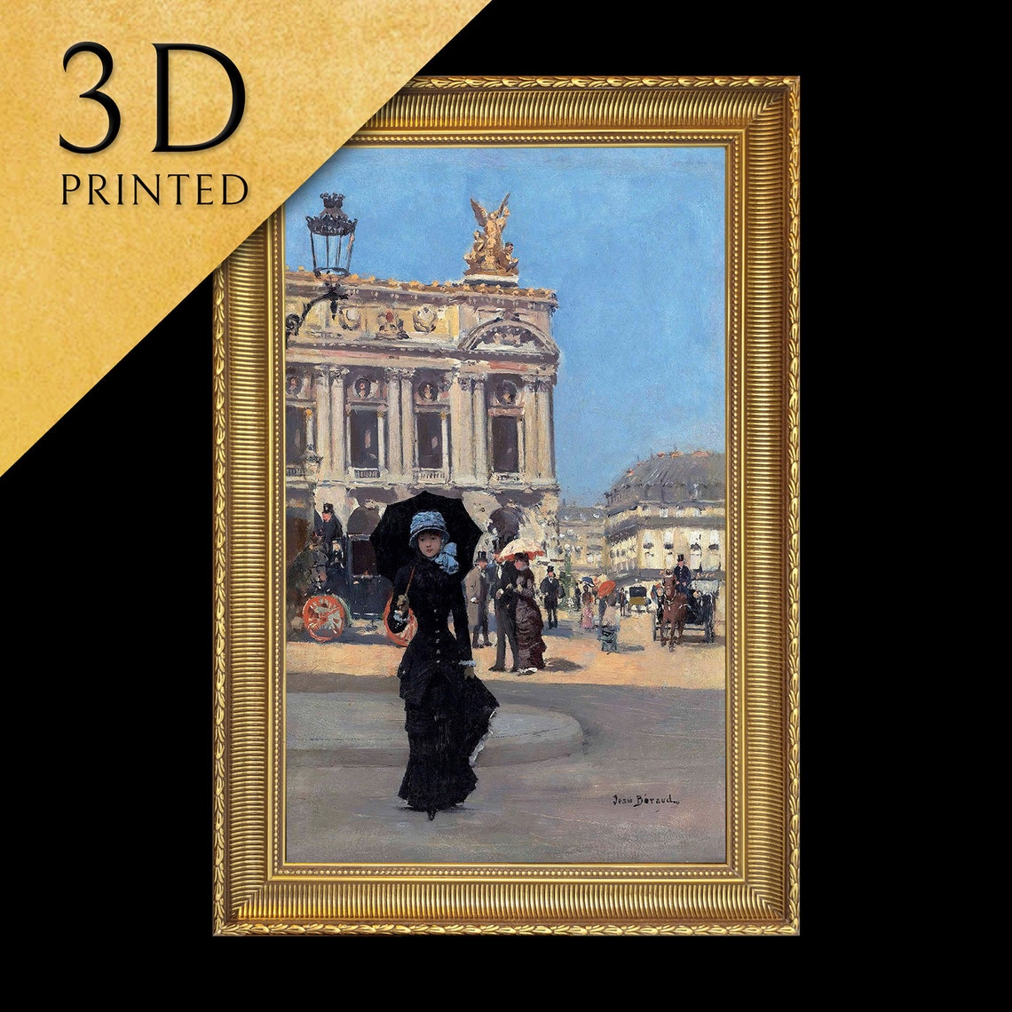 Jean Beraud Paris Opera Elegant Woman Parasol Street Scene Poster