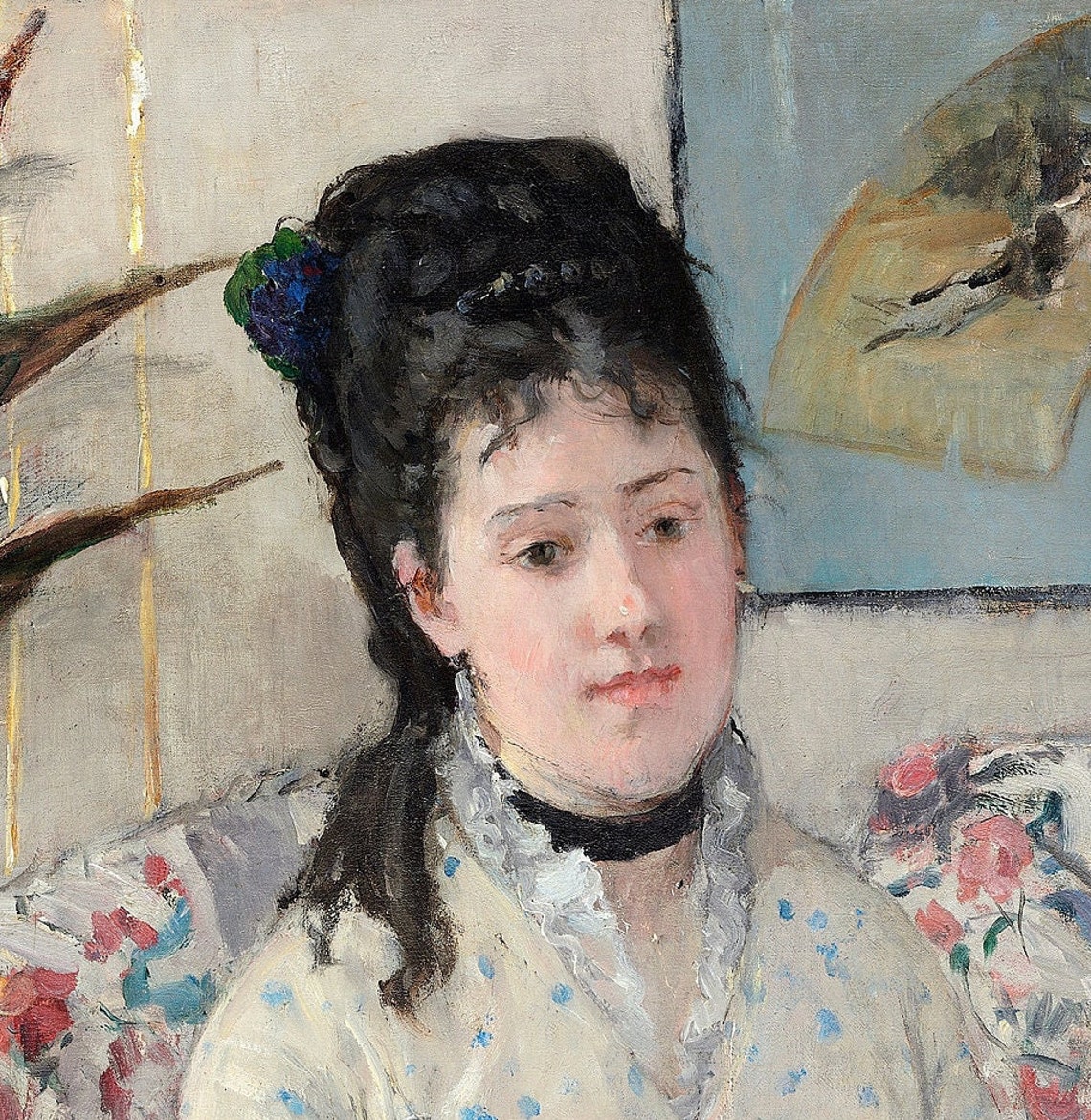 Berthe Morisot Two Women in White Dresses With a Fan Portrait Print - Image 3