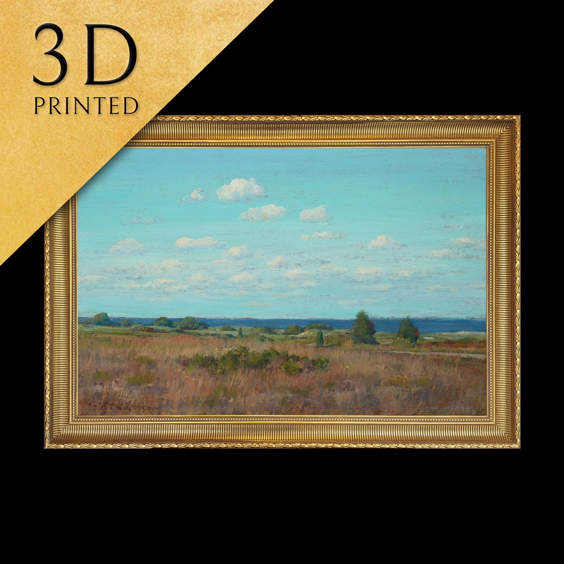 Coastal Meadow Stretching to the Sea Under a Vast Sky Art Poster
