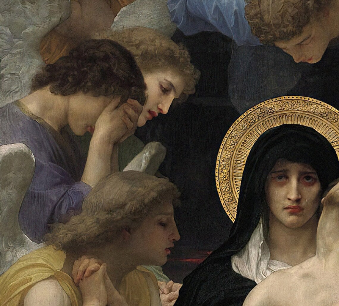 Pieta, Bouguereau-Inspired Oil Painting Art Print - Image 2