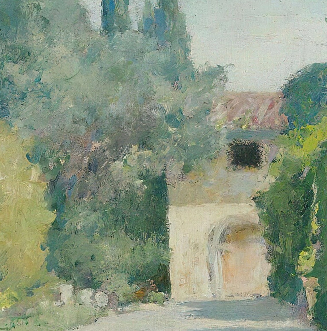 Sunlit Courtyard With Cypress Trees Garden Classic Art Poster - Image 3
