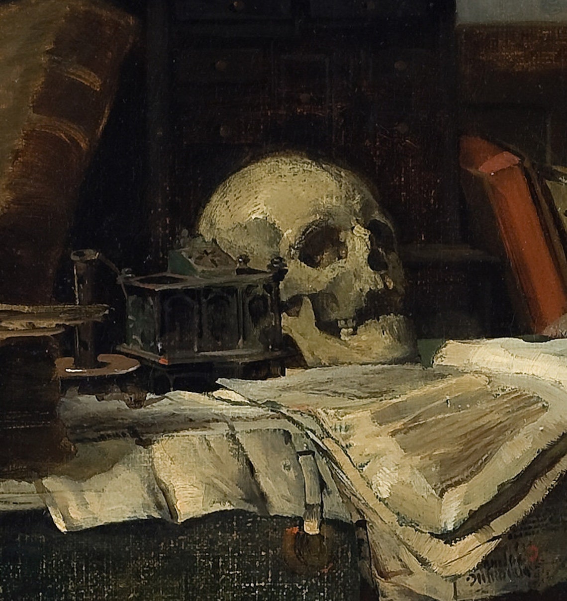 Eilif Pettersen Absorbed In His Studies Scholar Skull Interior Poster - Image 2