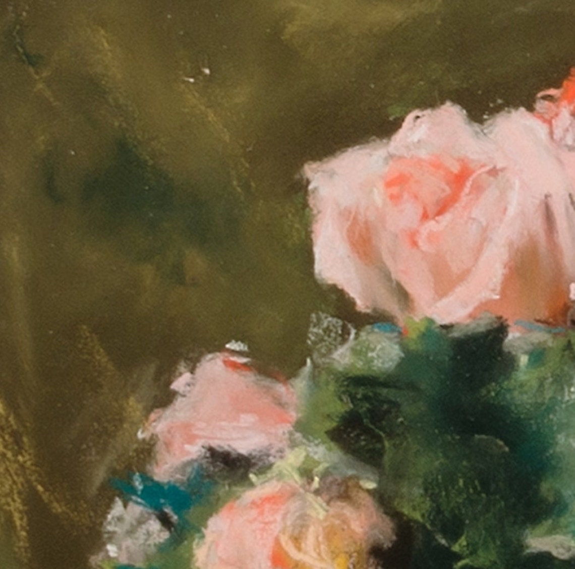 William Merritt Chase Roses Pink Bouquet Dark Vase Still Life Poster - Image 3