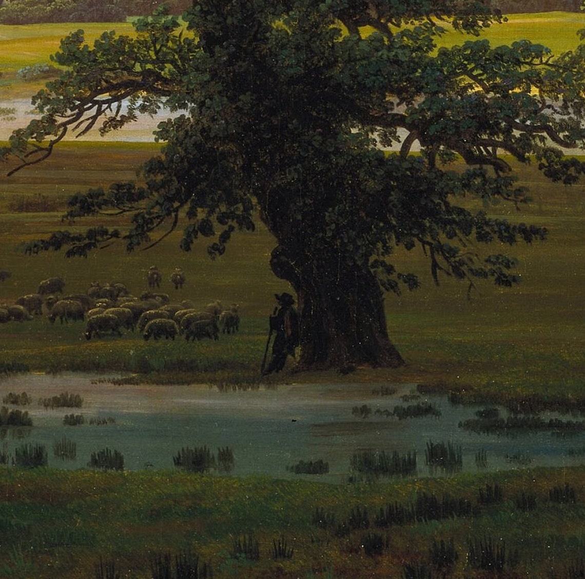 Caspar David Friedrich Village Landscape Lone Tree Mountain Wall Art - Image 2