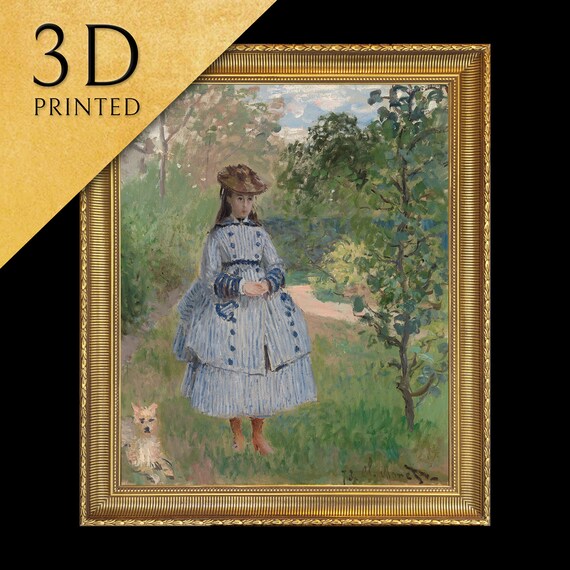 Girl With Dog By Cloude Monet 3d Printed With Texture And Brush Strokes Looks Like Original Oil Painting