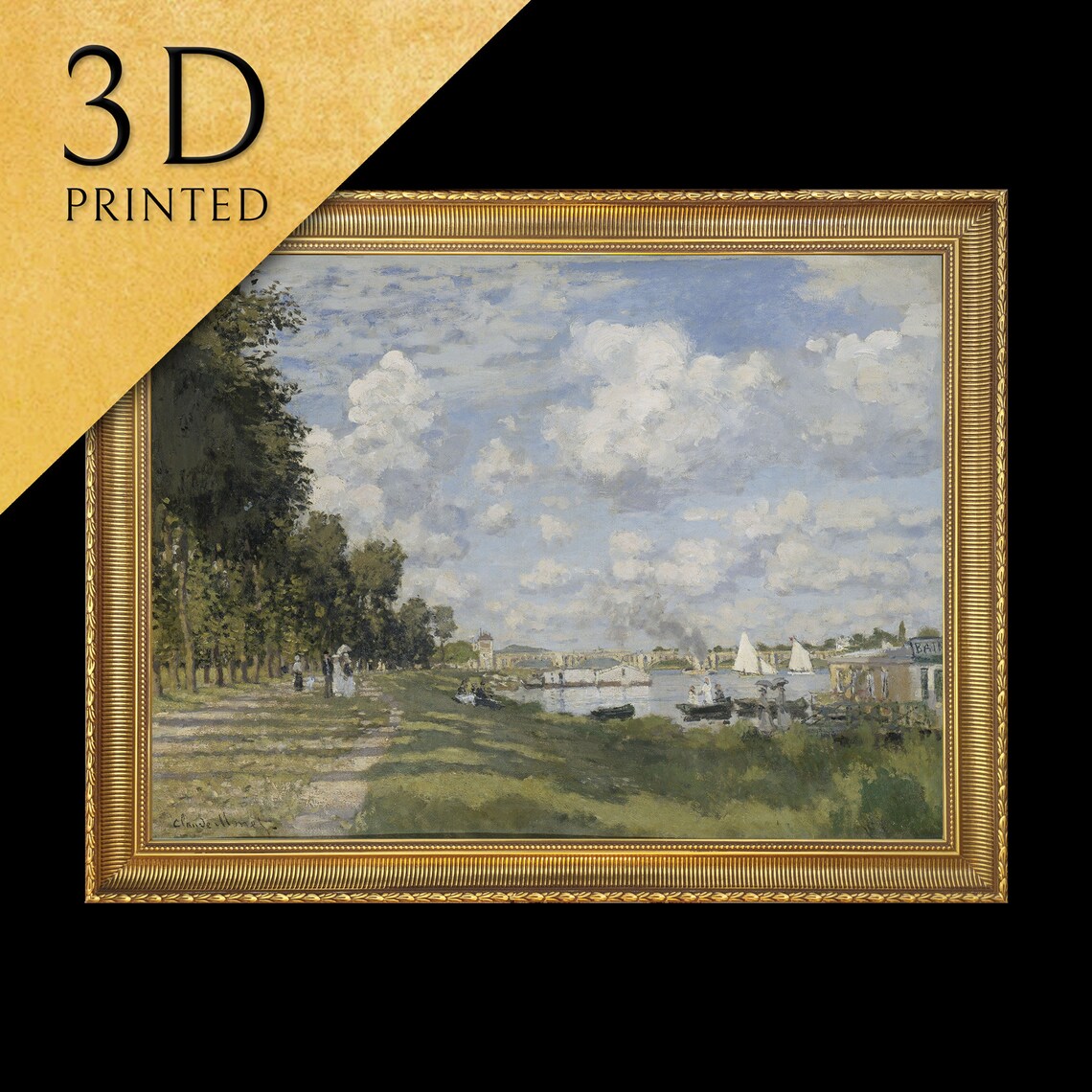 Bassin dArgenteuil by Claude Monet River Basin Sailboats Scene Poster