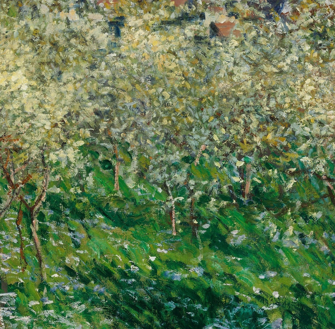 Monet Flowering Plum Trees Village Hillside Bloom Spring Poster - Image 2