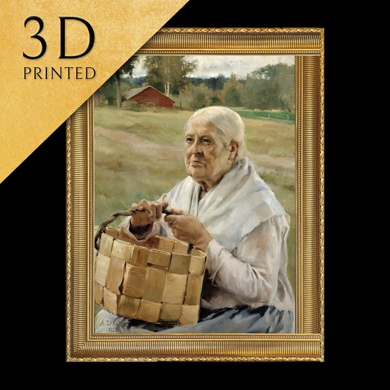 Albert Edelfelt Old Woman With Chip Basket Elder Portrait Wall Art