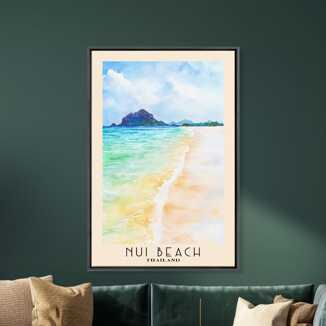 Nui Beach Thailand White Sand Curve Turquoise Sea Rocky Island Travel Poster - Image 5