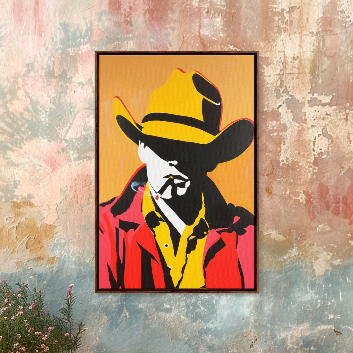 Bold Cowboy Silhouette With Cigarette Pop Art Style Wall Poster - Image 5