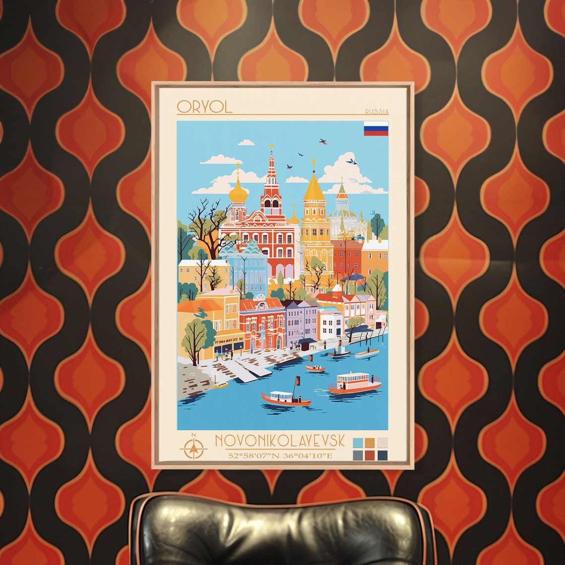 Oryol Russia Riverfront Churches Onion Domes Colorful Travel Poster - Image 3