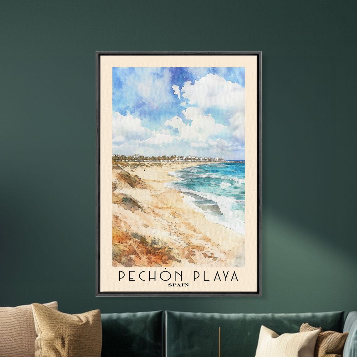 Pechon Playa Spain Wide Dune Beach Blue Surf White Cloud Poster - Image 5