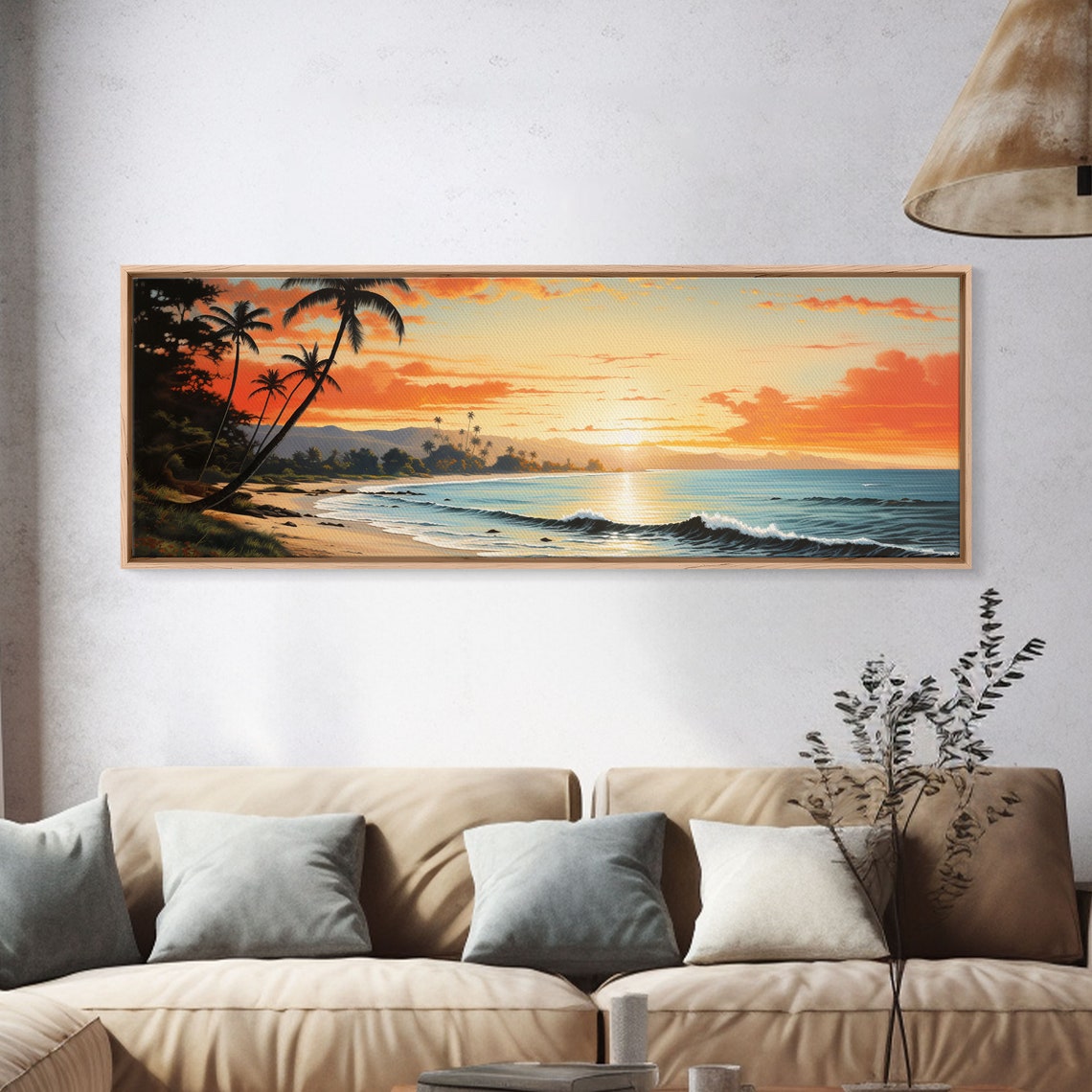 Panoramic Framed Print Wall Art Nautical Beach Ocean Wave Seascape Modern Art Coastal Room Decor Extra Large Tropical Art - Image 4