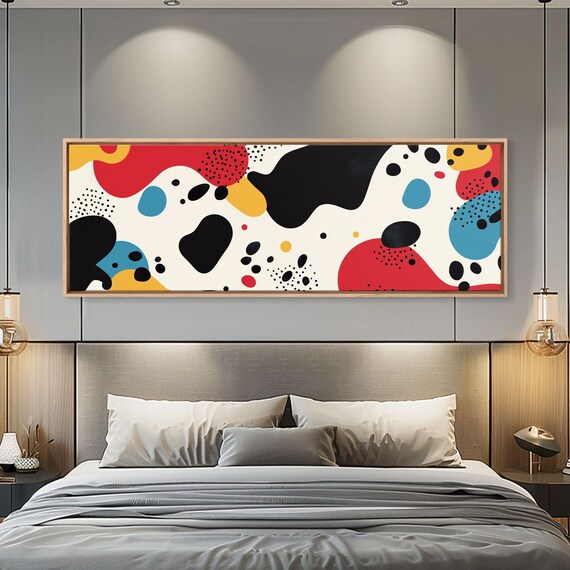 Large Wood Wall Art Wood Framed Print Abstract 90s Vintage Style Retro Art Trendy Oversized Wall Art Gift For Her