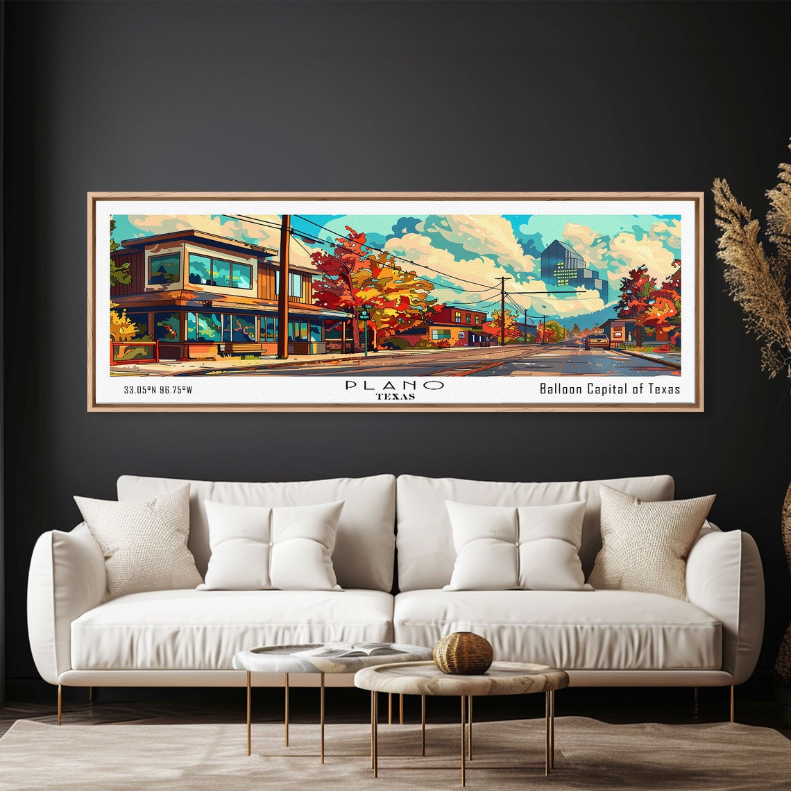 Plano Texas Suburban Street Autumn Trees Downtown Tower Travel Poster - Image 5